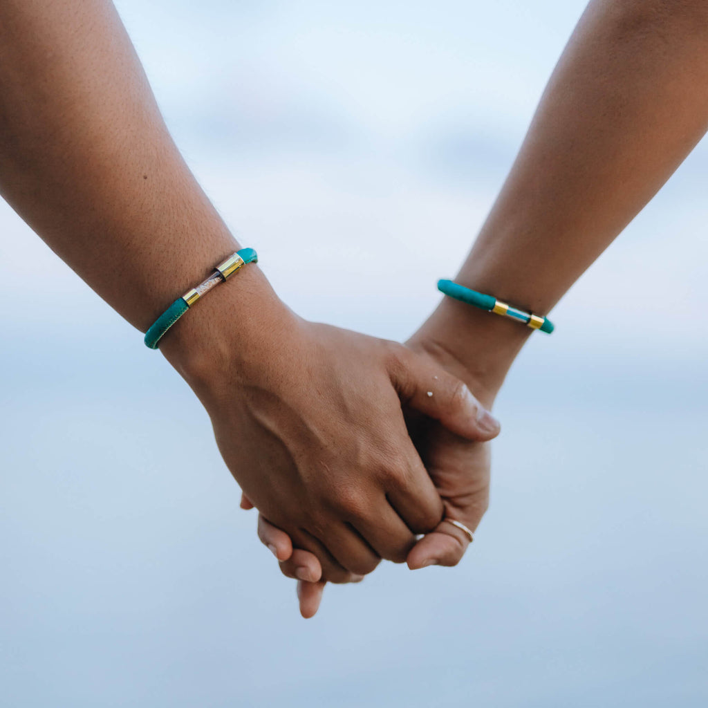 18k gold plated Sea Turtle Legend Bracelet holding hands